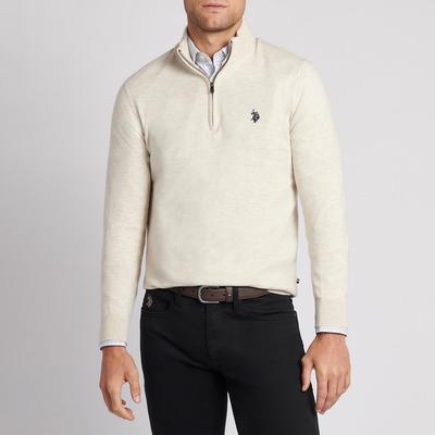 Ecru Half Zip Funnel Cotton Jumper