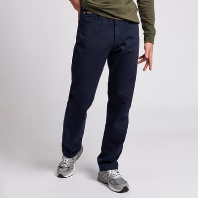 Navy Twill Stretch Cotton Trousers
