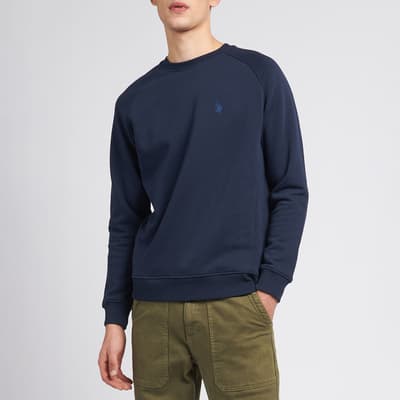 Navy Raglan Cotton Blend Sweatshirt