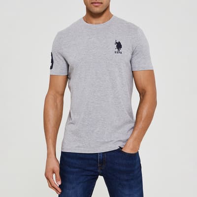 Grey Large Embroidered Logo Cotton T-Shirt