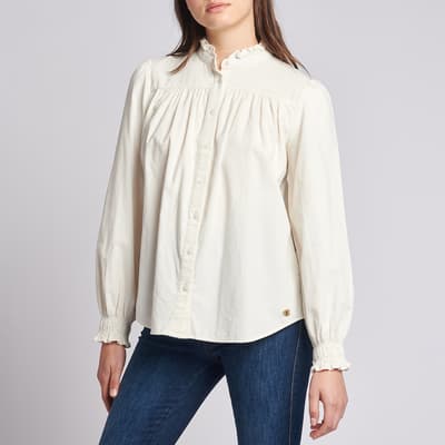 White Ruffle Cotton Shirt