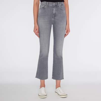 Grey Slim Crop Bootcut Stretch Jeans