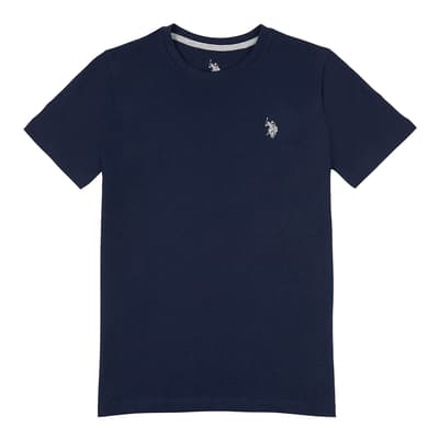 Teen Boy's 2 Pack Navy Embroidered Logo Cotton T-Shirt
