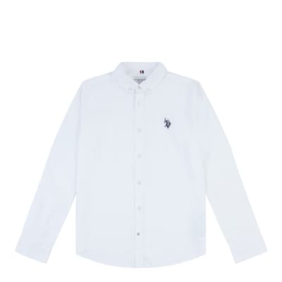 Teen Boy's White Cotton Oxford Shirt
