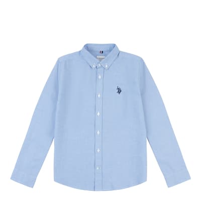 Teen Boy's Blue Cotton Oxford Shirt