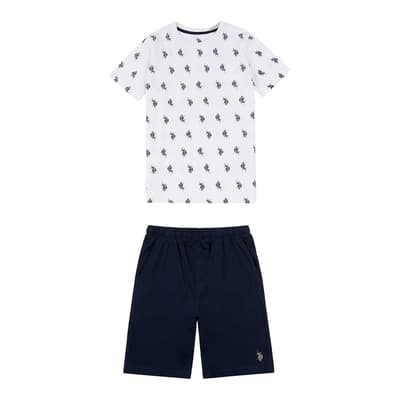 Teen Boy's Navy/White Cotton T-Shirt and Shorts Set