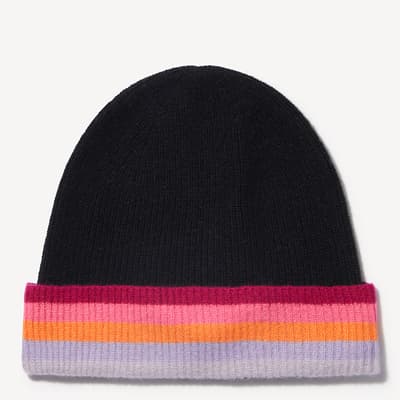 Black Rainbow Stripe Hat Black & Foxglove
