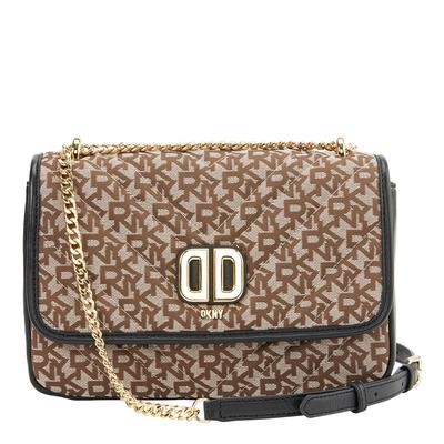 Chino Black Delphine Medium Flap Crossbody Bag With Chain Strap