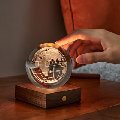 Amber Crystal Light, 3D laser World Globe