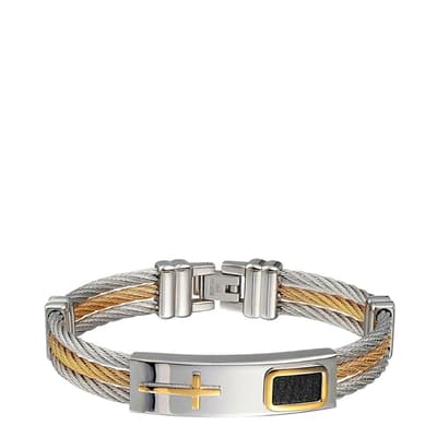 18K Gold Two Tone Cross Bracelet