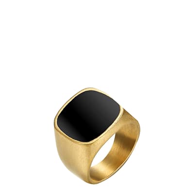 18K Matte Gold Onyx Square Ring