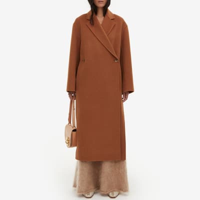 Brown Ayvian Wool Longline Coat