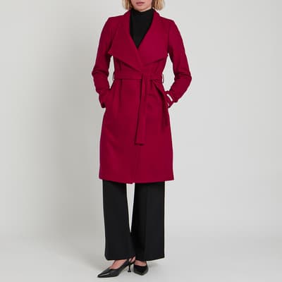 Deep Pink Sandra Wool Wrap Coat 