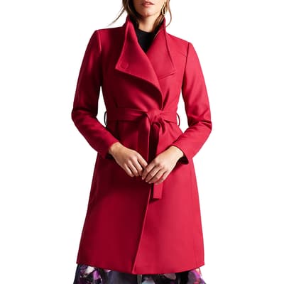 Deep Pink Sandra Wool Wrap Coat 