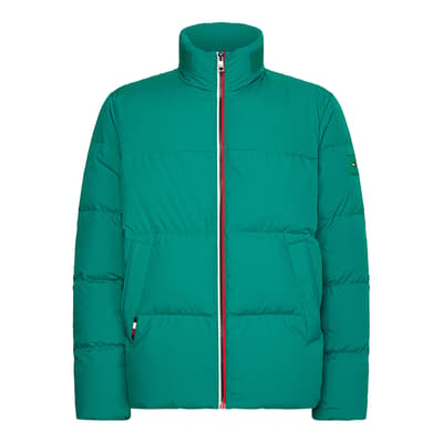 Blue High Neck Quilted Jacket
