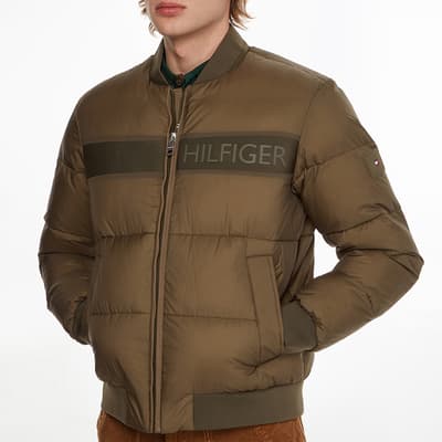 Brown High Loft Quilted Bomber Jacket