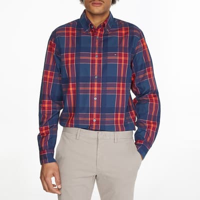 Blue/Red Flannel Oxford Check Shirt