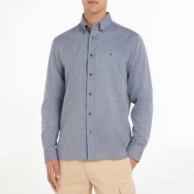 Blue Melange Dobby Cotton Shirt