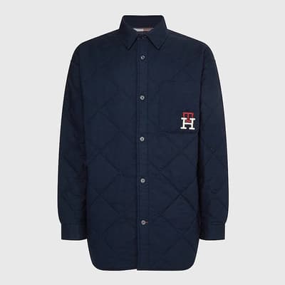 Navy Quilted Cotton Overshirt