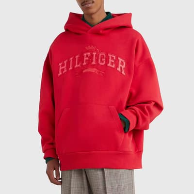 Red Oversized Cotton Hoodie