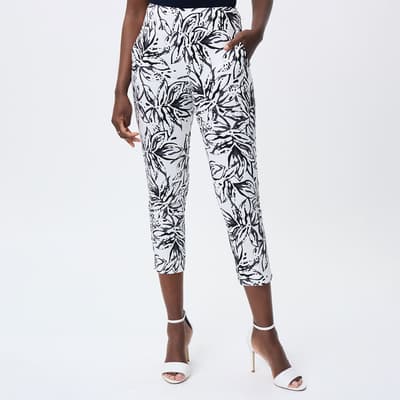 White/Black Printed Capri Style Trouser