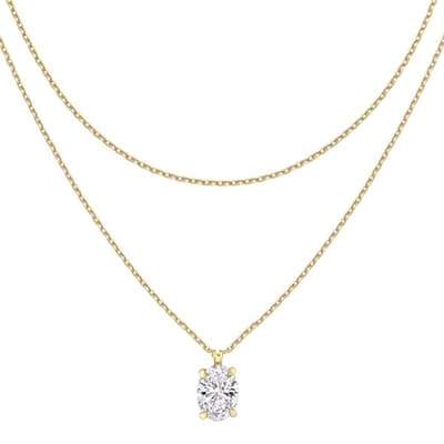 18K Gold Oval Layer Necklace