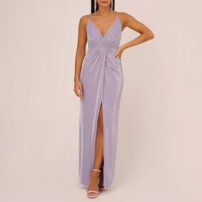 Lilac V-Neck Lurex Knit Dress