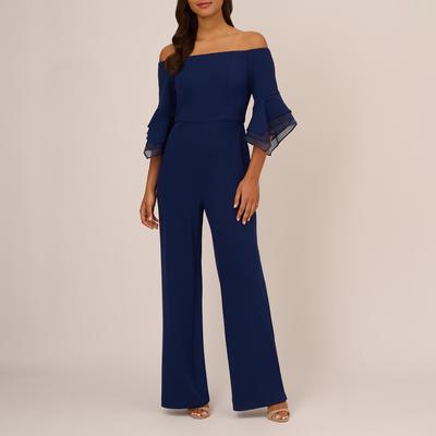 Navy Organza Crepe Jumpsuit 