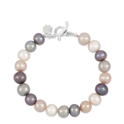 Silver Large Mixed Freshwater Pearl Strand Bracelet