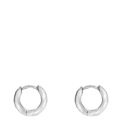 Silver Small Hammered Nomad Huggie Hoops