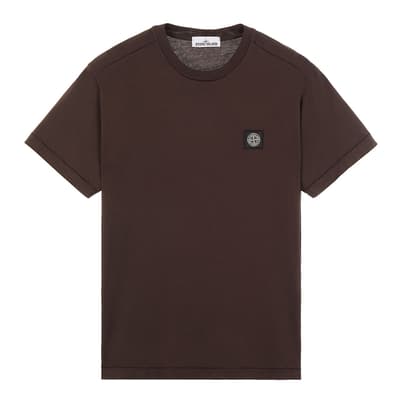 Brown Square Logo Cotton T-Shirt