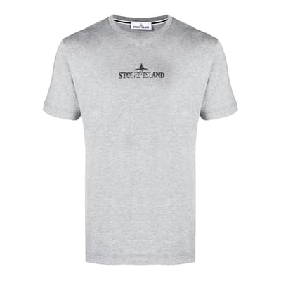Grey Chest Logo Cotton T-Shirt
