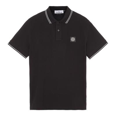 Black Contrast Trims Cotton Blend Polo Shirt