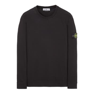 Black Brushed Cotton Fleece Sweatshirt