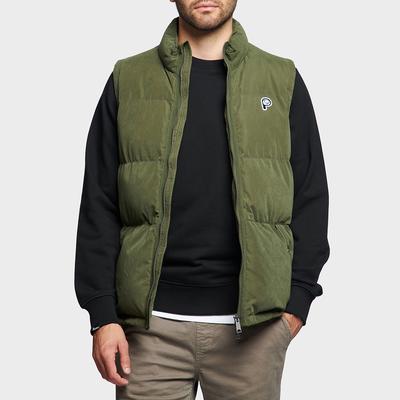 Green P Bear Funnel Neck Puffer Gilet