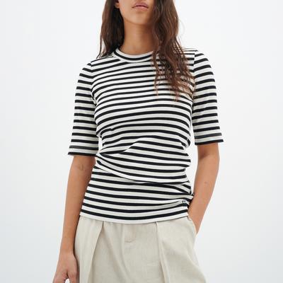 Black/White Dagna Striped Cotton Top