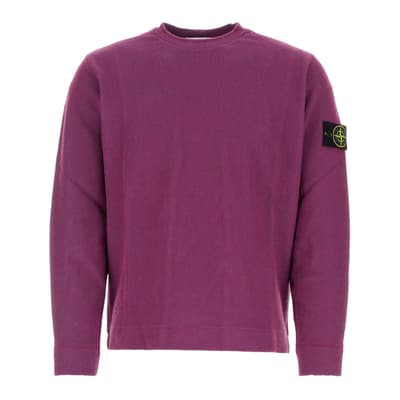 Purple Ribbed Crew Neck Sweatshirt