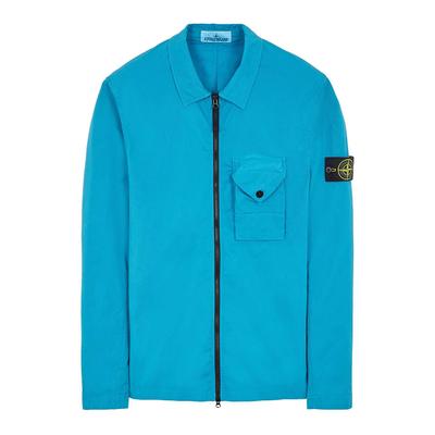 Blue Garment Dyed Cotton Blend Overshirt