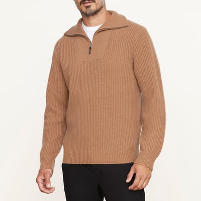 Camel Half-zip Pullover