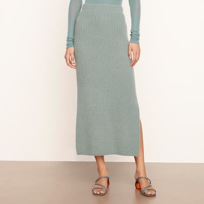 Sage Ribbed Wool Blend Skirt