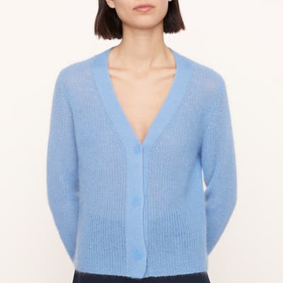 Blue Ribbed Button Cardigan