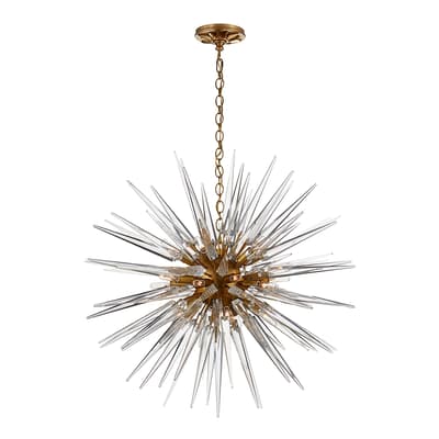 Quincy Medium Sputnik Chandelier in Antique-Burnished Brass with Clear Acrylic