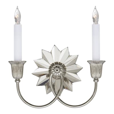 Huntington Crystal Double Sconce in Polished Nickel