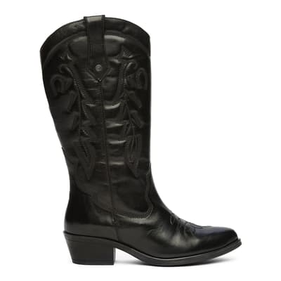 Black Louisiana Leather Western Boots