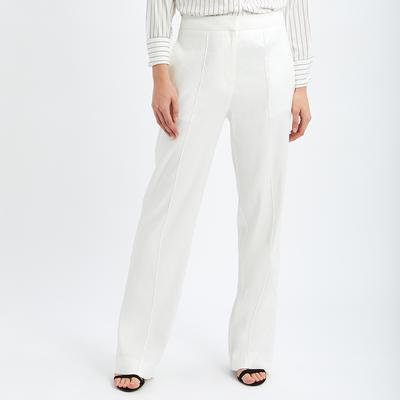 White Liana-Wide Leg Linen Trouser