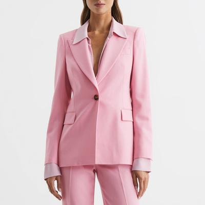 Pink Blair Single Breasted Wool Blend Blazer