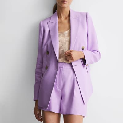Lilac Hollie Double Breasted Linen Blend Blazer