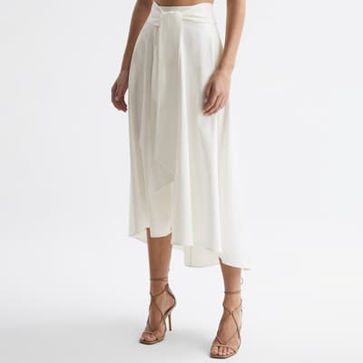 White Rebecca Cotton Blend Maxi Skirt