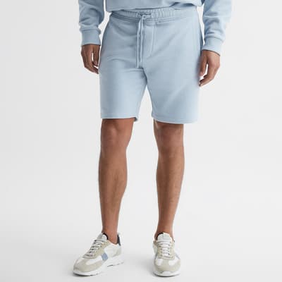 Blue Henry Garment Dye Cotton Shorts