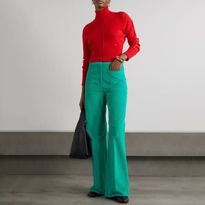Turquoise Alina Cotton Trousers